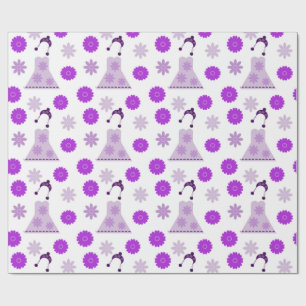 lila Kleid auf weißem Hintergrund Geschenkpapier