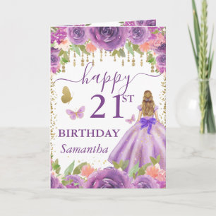 Lila Kleid Blond Prinzessin Geburtstag Karte