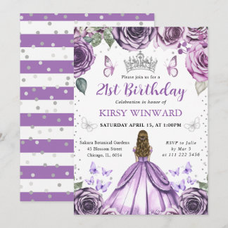 Lila Kleid Blonde Princess Geburtstag Einladung