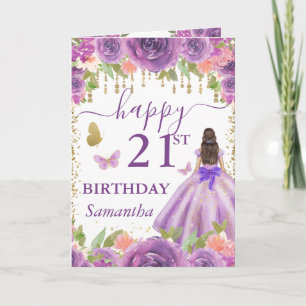 Lila Kleid Braune Prinzessin Geburtstag Karte