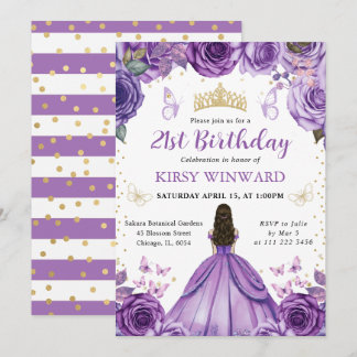 Lila Kleid Brünett Princess Geburtstag Einladung
