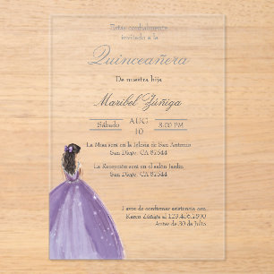 Lila Kleid Quinceanera Einladung