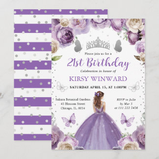Lila Kleid Rote Hair Princess Geburtstag Einladung