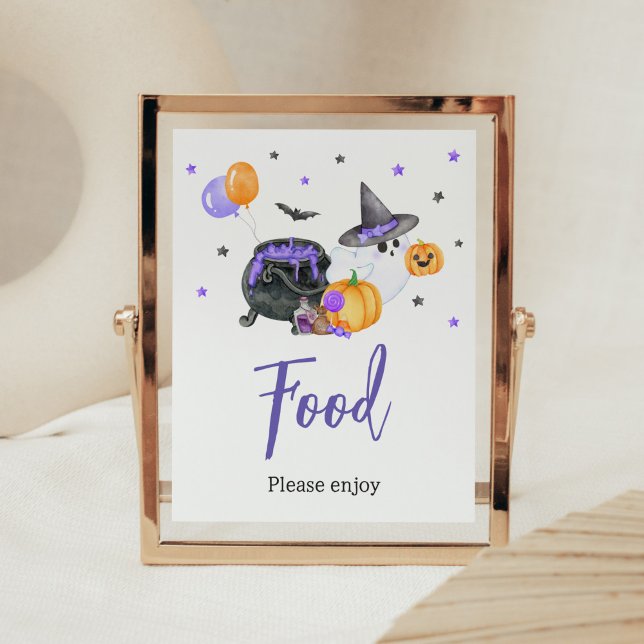 Lila Kleine Boo-Geist-Babydusche Poster (Ghost Halloween Baby Shower Food Sign)