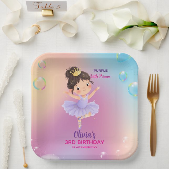 Lila kleine Princess-Kugelpapierplatte Pappteller (Hochzeit)