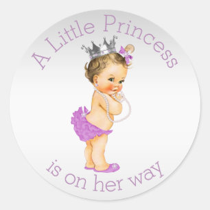 Lila kleine Prinzessin Babyparty Runder Aufkleber