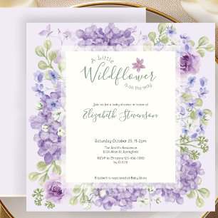 Lila kleine Wildblumen-Baby-Shower-Einladung Einladung