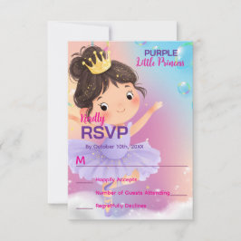 Lila kleiner Princess-Ball RSVP Karte