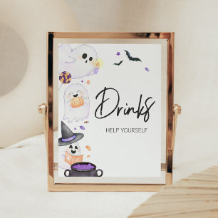 Lila kleines Boo Halloween Baby Duschgetränke Poster