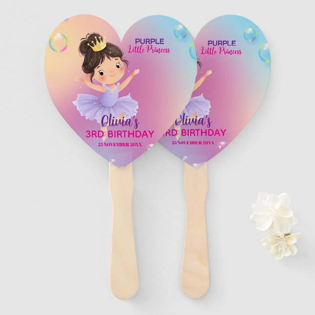 Lila kleines Princess-Ball-Set von Fans Fächer (Vorne und Hinten)