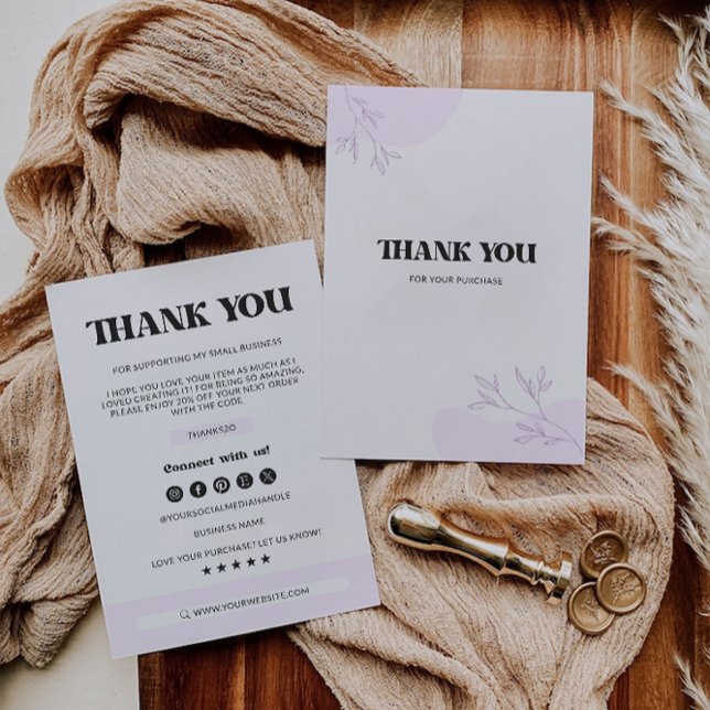 Lila Kleinunternehmen dank Karte (Purple Small Business Thank You Card,)