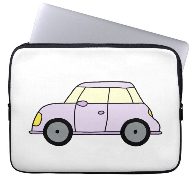 Lila Kleinwagen Laptopschutzhülle (Vorderseite)