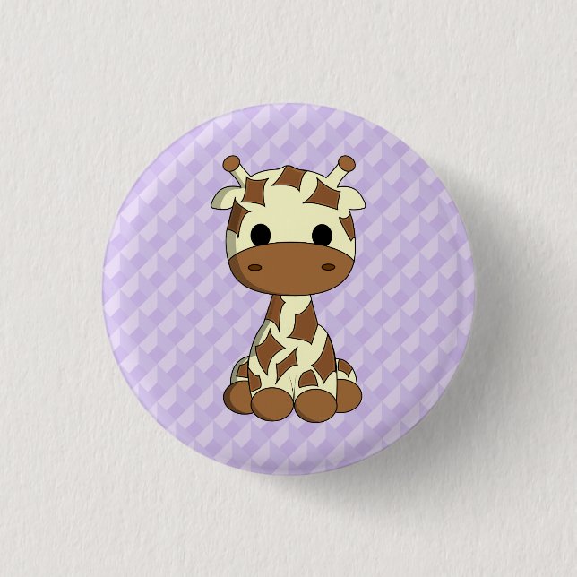 Lila Knopf niedlichen Giraffe kawaii Cartoon Button (Vorderseite)