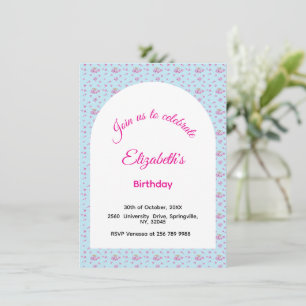 Lila Knospen Muster Happy Birthday Party Einladung