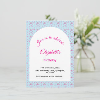 Lila Knospen Muster Happy Birthday Party Einladung