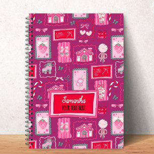 Lila Kokette-Ästhetik, girly, whimmsvolles Muster Notizbuch