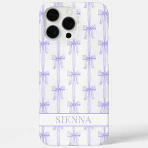 Lila Kokette Schleifen gestreifte Monogramme iPhone 16 Pro Max Hülle
