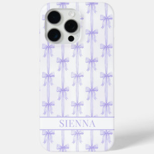 Lila Kokette Schleifen gestreifte Monogrammierte Case-Mate iPhone Hülle