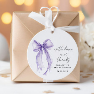 Lila Koketten-Bogen Brautparty Dankeschön Geschenkanhänger