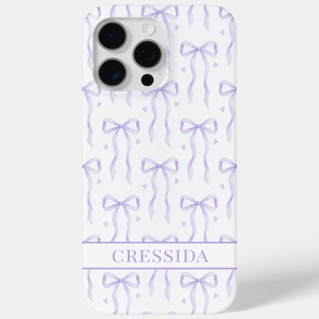 Lila Koketten Schleifen Monogramm Case-Mate iPhone Hülle (Rückseite)