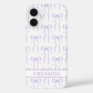Lila Koketten Schleifen Monogramm iPhone 16 Hülle