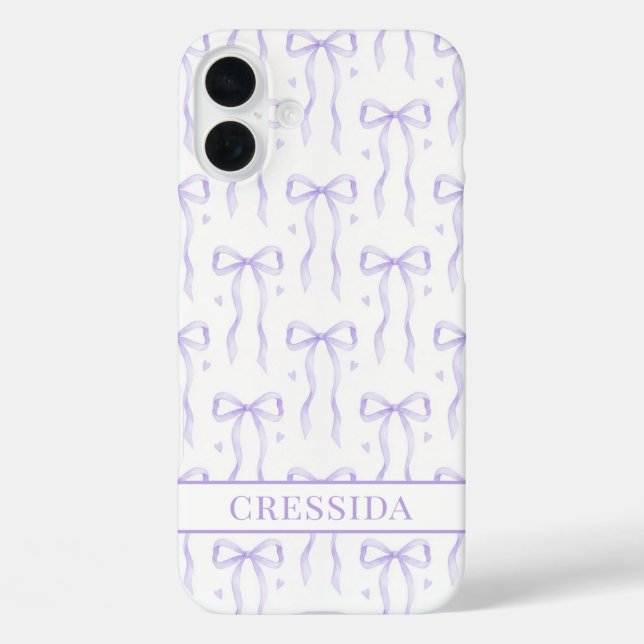 Lila Koketten Schleifen Monogramm Case-Mate iPhone Hülle (Rückseite)