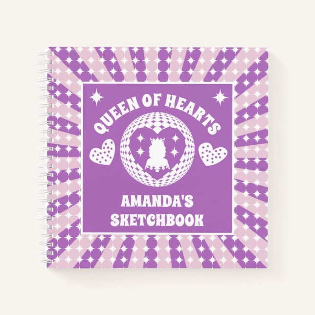 Lila Königin des Herzens Kinderskizze Notizbuch (Vorderseite)
