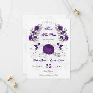 lila königliche Blume silberne botanische Save The Date