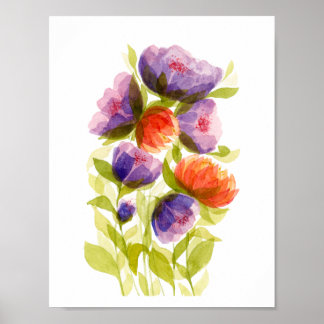 Lila Korallen-Aquarell-Botanik Poster