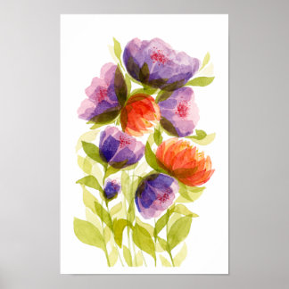 Lila Korallen-Aquarell-Botanik Poster