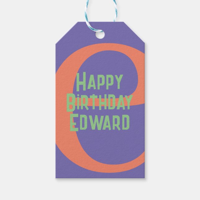 lila Korallenminze zum Geburtstag Geschenkanhänger (Vorderseite)