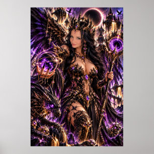 Lila kosmische Königin Dark Fantasy Art Poster