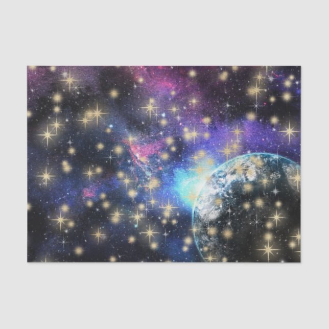 Lila kosmischer Mond (Design 1 der Lila Serie) Seidenpapier (Vorderseite)