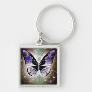 Lila Kosmischer Schmetterling Schlüsselanhänger