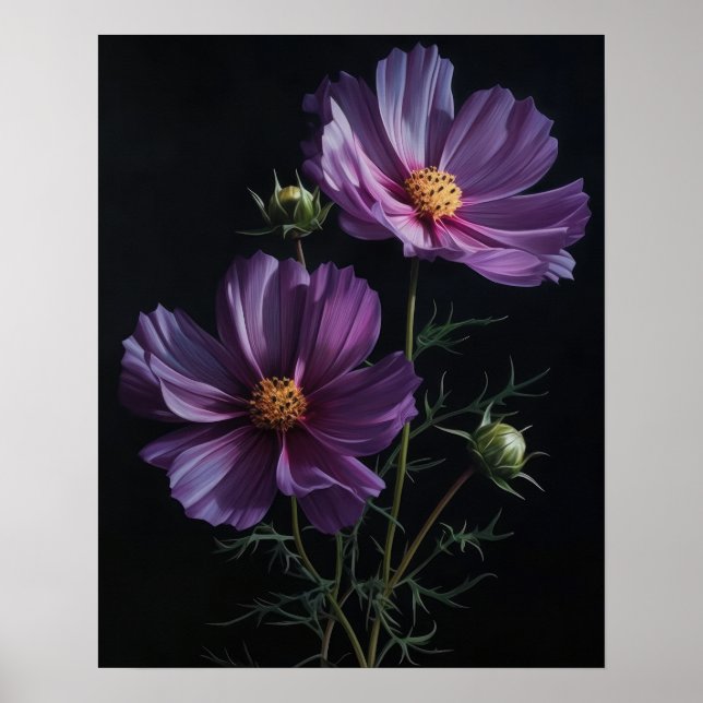 Lila Kosmos-Blume Art Print Poster (Vorne)
