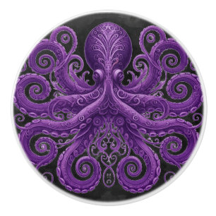Lila Krake Victorian Steampunk Kraken  Keramikknauf