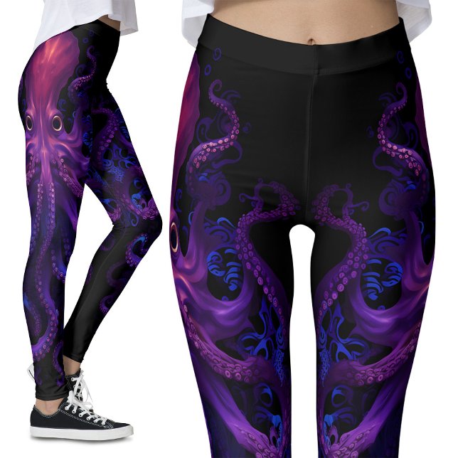 Lila Kraken Tentacles Ozeanmonster Kratopus Leggings (Von Creator hochgeladen)