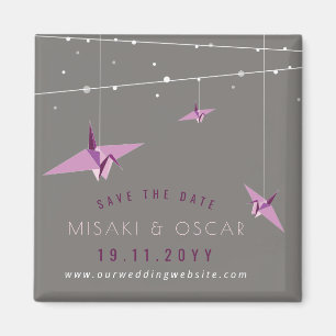 Lila Krane und Leuchtenlampen Save the Date Magnet