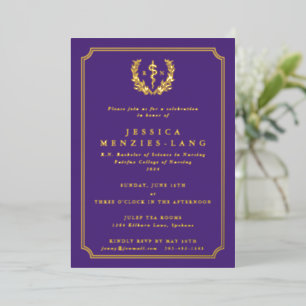 Lila Krankenschwester Asclepius + Laurel Wreath Folieneinladung