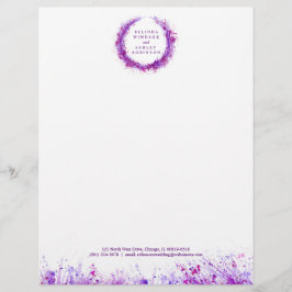 Lila Kränze moderne Aquarellschrift Briefbogen