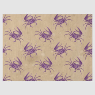 Lila Krebse auf Tan Decoupage Seidenpapier