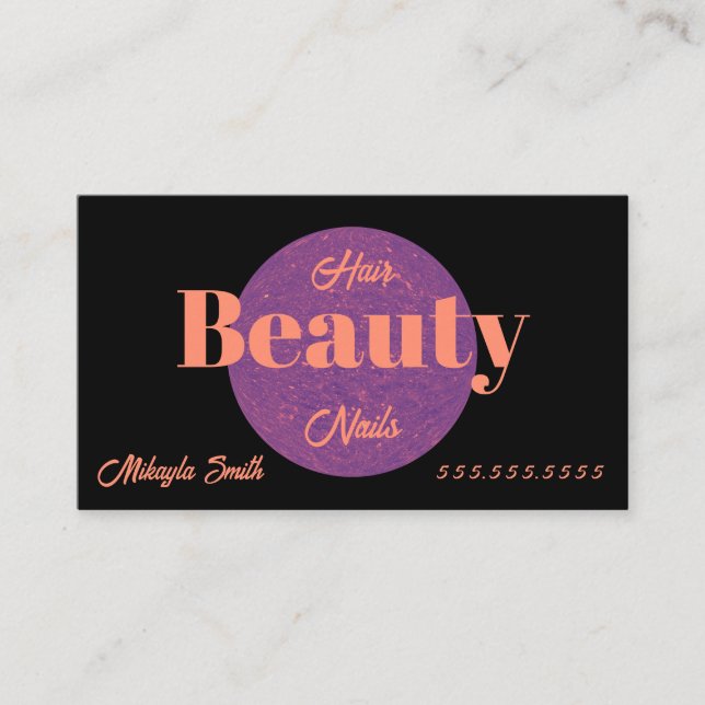 Lila Kreis auf Schwarzen Schönheitssegel Visitenkarte (Vorderseite)
