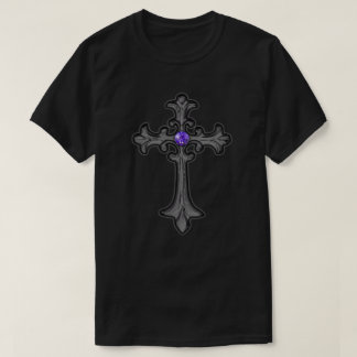 Lila Kreuz-Edelstein T-Shirt