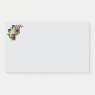 Lila Kreuz und Blumen Post-it Klebezettel