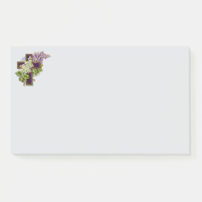 Lila Kreuz und Blumen Post-it Klebezettel (Vorderseite)