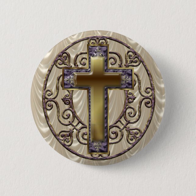 Lila Kreuzknopf Button (Vorderseite)