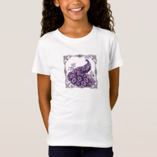 Lila Kristall-Pfau Luxus-Kollektion T-Shirt
