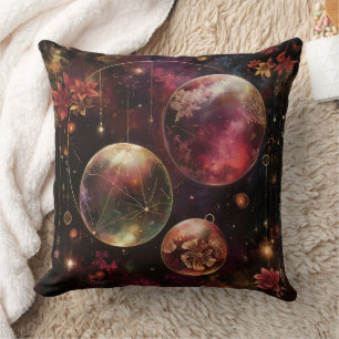 Lila Kristallplanet Galaxie Floral Kosmisch Kissen