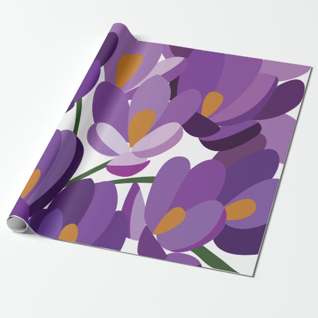 Lila Krokus Blüten Geschenkpapier (Ungerollt)
