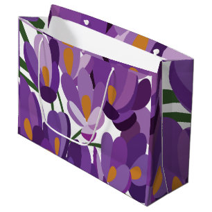 Lila Krokus-Blüten Große Geschenktüte